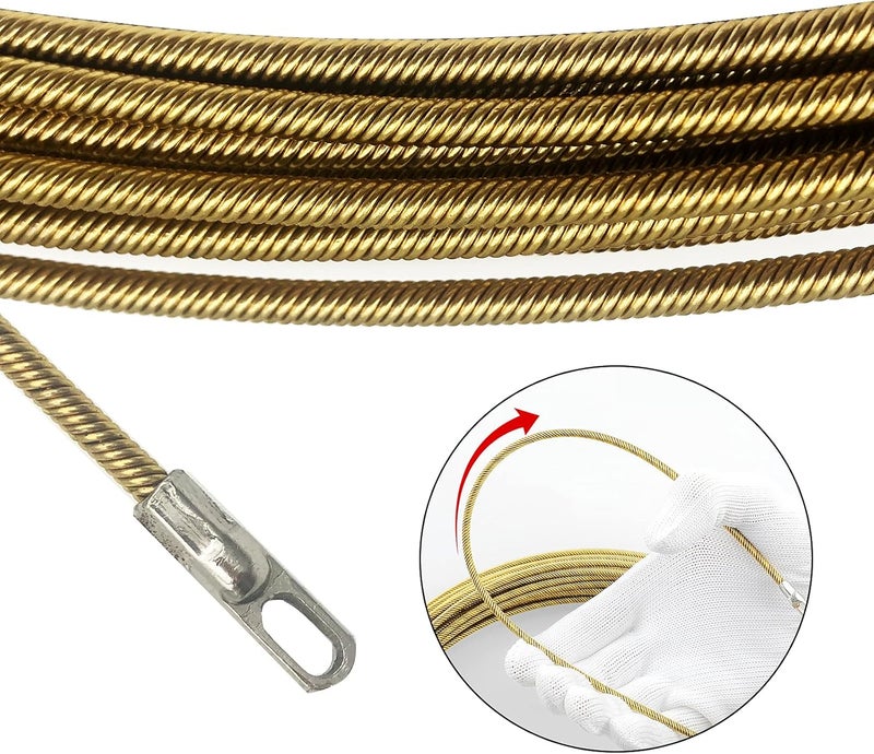 VGongTech 100ft Electrical Spring Wire Threader Fish Tape Fastener Cable Wire Puller Tool Upgraded 6 Cores Larger Leader Hole Electrician Threading Device - Image 2